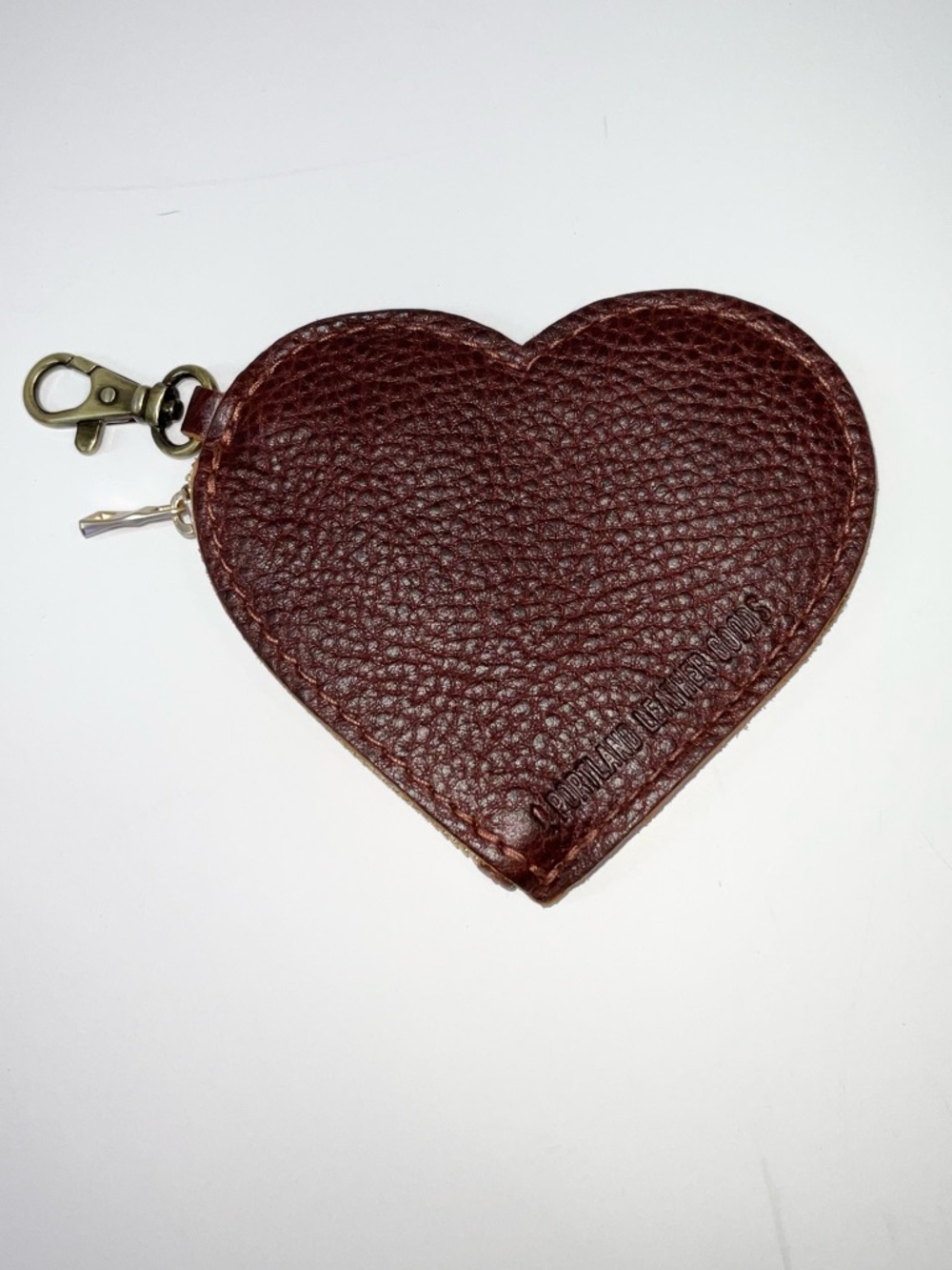 Portland Leather Heart Pouch in Nutmeg-NEW - Picture 4 of 5